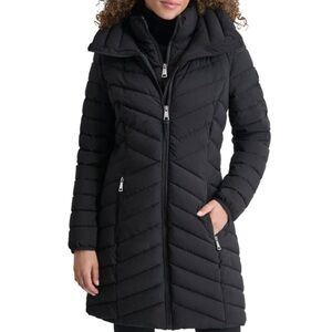 DKNY Black Bid Puffer Coat